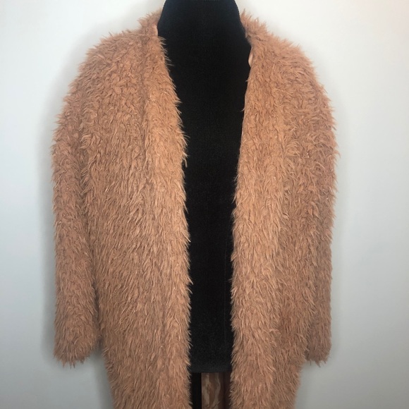 Boohoo Fuzzy Long Coat - Picture 2 of 6